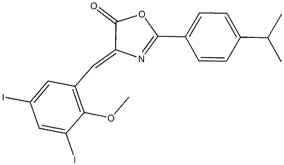 4-(3,5-diiodo-2-methoxybenzylidene)-2-(4-isopropylphenyl)-1,3-oxazol-5(4H)-one Struktur