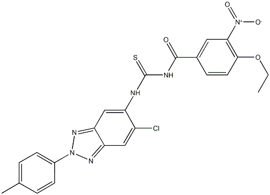 N-[6-chloro-2-(4-methylphenyl)-2H-1,2,3-benzotriazol-5-yl]-N'-{4-ethoxy-3-nitrobenzoyl}thiourea Struktur