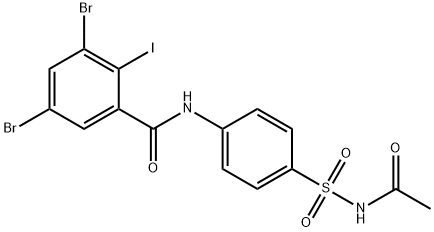 N-{4-[(acetylamino)sulfonyl]phenyl}-3,5-dibromo-2-iodobenzamide Struktur