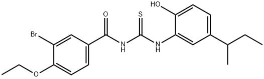 N-(3-bromo-4-ethoxybenzoyl)-N'-(5-sec-butyl-2-hydroxyphenyl)thiourea Struktur