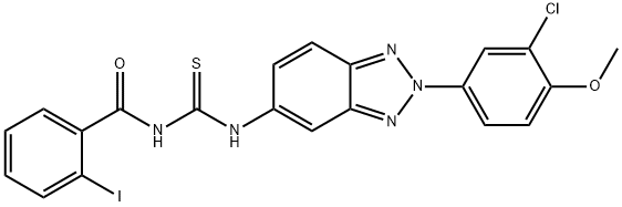 N-[2-(3-chloro-4-methoxyphenyl)-2H-1,2,3-benzotriazol-5-yl]-N'-(2-iodobenzoyl)thiourea Struktur