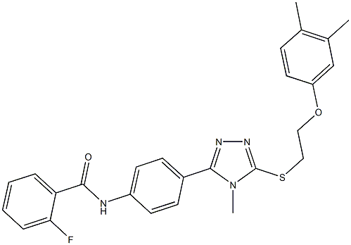 N-[4-(5-{[2-(3,4-dimethylphenoxy)ethyl]sulfanyl}-4-methyl-4H-1,2,4-triazol-3-yl)phenyl]-2-fluorobenzamide Struktur