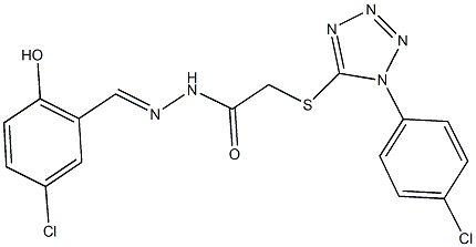 N'-(5-chloro-2-hydroxybenzylidene)-2-{[1-(4-chlorophenyl)-1H-tetraazol-5-yl]sulfanyl}acetohydrazide Struktur