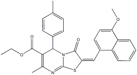 ethyl 2-[(4-methoxy-1-naphthyl)methylene]-7-methyl-5-(4-methylphenyl)-3-oxo-2,3-dihydro-5H-[1,3]thiazolo[3,2-a]pyrimidine-6-carboxylate Struktur