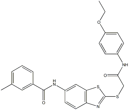 N-(2-{[2-(4-ethoxyanilino)-2-oxoethyl]sulfanyl}-1,3-benzothiazol-6-yl)-3-methylbenzamide Struktur