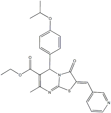 ethyl 5-(4-isopropoxyphenyl)-7-methyl-3-oxo-2-(3-pyridinylmethylene)-2,3-dihydro-5H-[1,3]thiazolo[3,2-a]pyrimidine-6-carboxylate Struktur