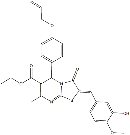 ethyl 5-[4-(allyloxy)phenyl]-2-(3-hydroxy-4-methoxybenzylidene)-7-methyl-3-oxo-2,3-dihydro-5H-[1,3]thiazolo[3,2-a]pyrimidine-6-carboxylate Struktur