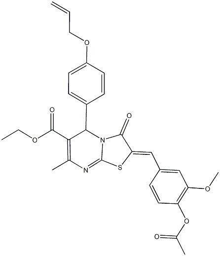 ethyl 2-[4-(acetyloxy)-3-methoxybenzylidene]-5-[4-(allyloxy)phenyl]-7-methyl-3-oxo-2,3-dihydro-5H-[1,3]thiazolo[3,2-a]pyrimidine-6-carboxylate Struktur