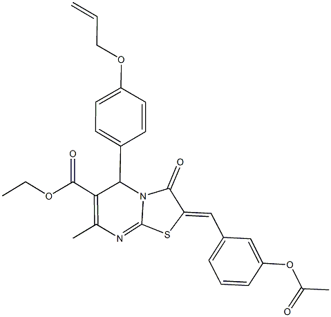 ethyl 2-[3-(acetyloxy)benzylidene]-5-[4-(allyloxy)phenyl]-7-methyl-3-oxo-2,3-dihydro-5H-[1,3]thiazolo[3,2-a]pyrimidine-6-carboxylate Struktur