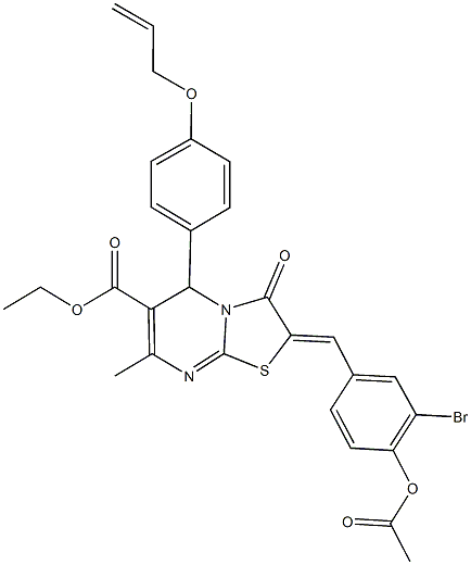 ethyl 2-[4-(acetyloxy)-3-bromobenzylidene]-5-[4-(allyloxy)phenyl]-7-methyl-3-oxo-2,3-dihydro-5H-[1,3]thiazolo[3,2-a]pyrimidine-6-carboxylate Struktur