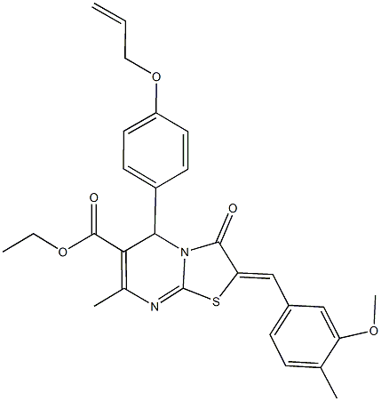 ethyl 5-[4-(allyloxy)phenyl]-2-(3-methoxy-4-methylbenzylidene)-7-methyl-3-oxo-2,3-dihydro-5H-[1,3]thiazolo[3,2-a]pyrimidine-6-carboxylate Struktur