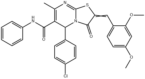 5-(4-chlorophenyl)-2-(2,4-dimethoxybenzylidene)-7-methyl-3-oxo-N-phenyl-2,3-dihydro-5H-[1,3]thiazolo[3,2-a]pyrimidine-6-carboxamide Struktur