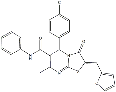 5-(4-chlorophenyl)-2-(2-furylmethylene)-7-methyl-3-oxo-N-phenyl-2,3-dihydro-5H-[1,3]thiazolo[3,2-a]pyrimidine-6-carboxamide Struktur