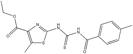 ethyl 5-methyl-2-({[(4-methylbenzoyl)amino]carbothioyl}amino)-1,3-thiazole-4-carboxylate Struktur