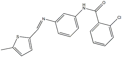 2-chloro-N-(3-{[(5-methyl-2-thienyl)methylene]amino}phenyl)benzamide Struktur