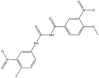 N-{4-fluoro-3-nitrophenyl}-N'-{3-nitro-4-methoxybenzoyl}thiourea Struktur