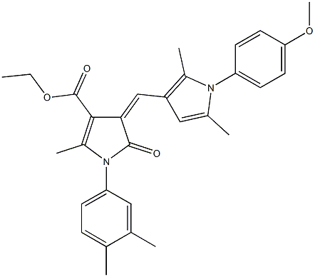 ethyl 1-(3,4-dimethylphenyl)-4-{[1-(4-methoxyphenyl)-2,5-dimethyl-1H-pyrrol-3-yl]methylene}-2-methyl-5-oxo-4,5-dihydro-1H-pyrrole-3-carboxylate Struktur