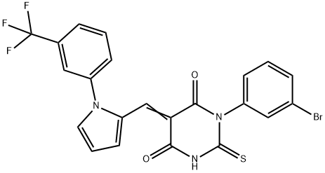 1-(3-bromophenyl)-2-thioxo-5-({1-[3-(trifluoromethyl)phenyl]-1H-pyrrol-2-yl}methylene)dihydro-4,6(1H,5H)-pyrimidinedione Struktur