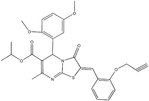 isopropyl 5-(2,5-dimethoxyphenyl)-7-methyl-3-oxo-2-[2-(2-propynyloxy)benzylidene]-2,3-dihydro-5H-[1,3]thiazolo[3,2-a]pyrimidine-6-carboxylate Struktur