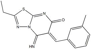 2-ethyl-5-imino-6-(3-methylbenzylidene)-5,6-dihydro-7H-[1,3,4]thiadiazolo[3,2-a]pyrimidin-7-one Struktur