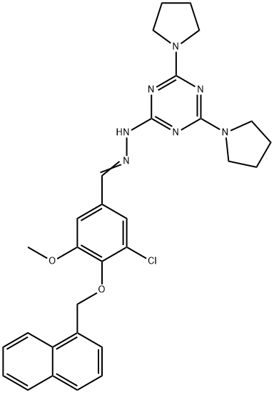 3-chloro-5-methoxy-4-(1-naphthylmethoxy)benzaldehyde (4,6-dipyrrolidin-1-yl-1,3,5-triazin-2-yl)hydrazone Struktur