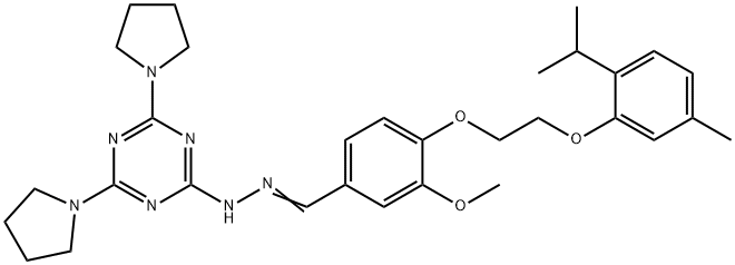 4-[2-(2-isopropyl-5-methylphenoxy)ethoxy]-3-methoxybenzaldehyde (4,6-dipyrrolidin-1-yl-1,3,5-triazin-2-yl)hydrazone Struktur