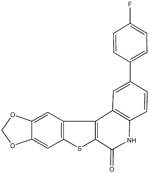 2-(4-fluorophenyl)[1,3]dioxolo[4',5':5,6][1]benzothieno[2,3-c]quinolin-6(5H)-one Struktur