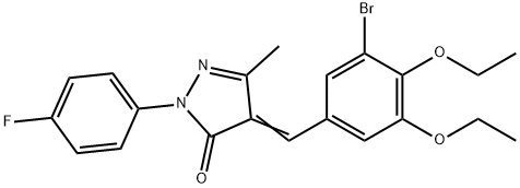 4-(3-bromo-4,5-diethoxybenzylidene)-2-(4-fluorophenyl)-5-methyl-2,4-dihydro-3H-pyrazol-3-one Struktur