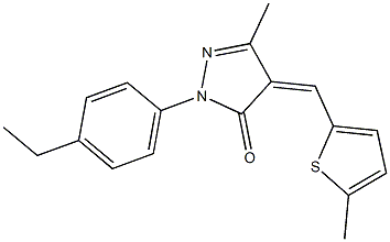 2-(4-ethylphenyl)-5-methyl-4-[(5-methyl-2-thienyl)methylene]-2,4-dihydro-3H-pyrazol-3-one Struktur