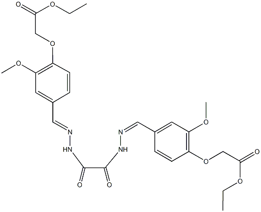 ethyl (4-{2-[{2-[4-(2-ethoxy-2-oxoethoxy)-3-methoxybenzylidene]hydrazino}(oxo)acetyl]carbohydrazonoyl}-2-methoxyphenoxy)acetate Struktur