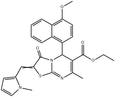 ethyl 5-(4-methoxy-1-naphthyl)-7-methyl-2-[(1-methyl-1H-pyrrol-2-yl)methylene]-3-oxo-2,3-dihydro-5H-[1,3]thiazolo[3,2-a]pyrimidine-6-carboxylate Struktur