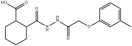 2-({2-[(3-methylphenoxy)acetyl]hydrazino}carbonyl)cyclohexanecarboxylic acid Struktur