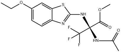 methyl 2-(acetylamino)-2-[(6-ethoxy-1,3-benzothiazol-2-yl)amino]-3,3,3-trifluoropropanoate Struktur