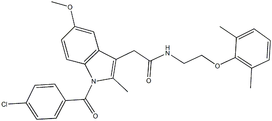 2-[1-(4-chlorobenzoyl)-5-methoxy-2-methyl-1H-indol-3-yl]-N-[2-(2,6-dimethylphenoxy)ethyl]acetamide Struktur