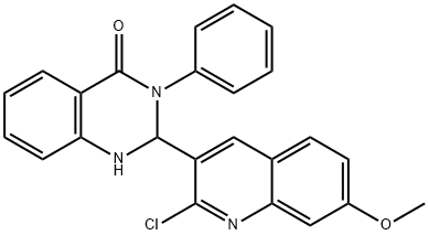 2-(2-chloro-7-methoxy-3-quinolinyl)-3-phenyl-2,3-dihydro-4(1H)-quinazolinone Struktur