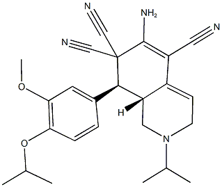 6-amino-8-(4-isopropoxy-3-methoxyphenyl)-2-isopropyl-2,3,8,8a-tetrahydro-5,7,7(1H)-isoquinolinetricarbonitrile Struktur