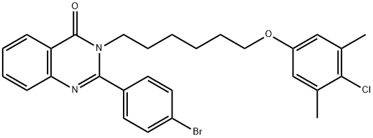 2-(4-bromophenyl)-3-[6-(4-chloro-3,5-dimethylphenoxy)hexyl]-4(3H)-quinazolinone Struktur