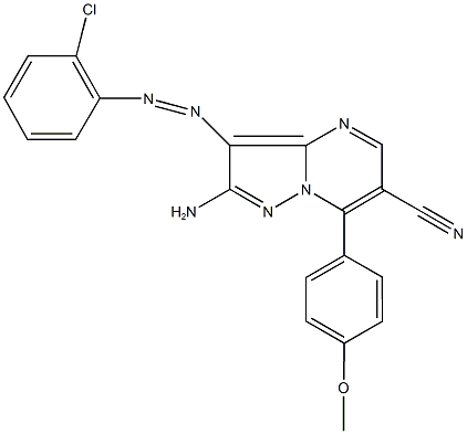 2-amino-3-[(2-chlorophenyl)diazenyl]-7-(4-methoxyphenyl)pyrazolo[1,5-a]pyrimidine-6-carbonitrile Struktur