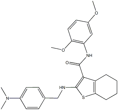 N-(2,5-dimethoxyphenyl)-2-{[4-(dimethylamino)benzyl]amino}-4,5,6,7-tetrahydro-1-benzothiophene-3-carboxamide Struktur