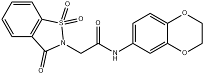 N-(2,3-dihydro-1,4-benzodioxin-6-yl)-2-(1,1-dioxido-3-oxo-1,2-benzisothiazol-2(3H)-yl)acetamide Struktur