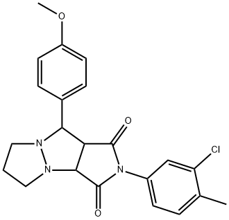 2-(3-chloro-4-methylphenyl)-9-(4-methoxyphenyl)tetrahydro-5H-pyrazolo[1,2-a]pyrrolo[3,4-c]pyrazole-1,3(2H,3aH)-dione Struktur