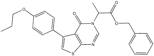 benzyl 2-(4-oxo-5-(4-propoxyphenyl)thieno[2,3-d]pyrimidin-3(4H)-yl)propanoate Struktur