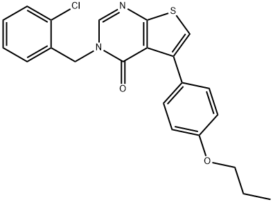 3-(2-chlorobenzyl)-5-(4-propoxyphenyl)thieno[2,3-d]pyrimidin-4(3H)-one Struktur