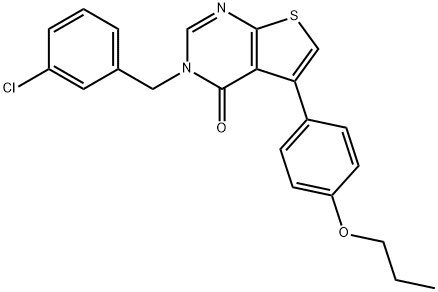 3-(3-chlorobenzyl)-5-(4-propoxyphenyl)thieno[2,3-d]pyrimidin-4(3H)-one Struktur