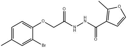 N'-[(2-bromo-4-methylphenoxy)acetyl]-2-methyl-3-furohydrazide Struktur