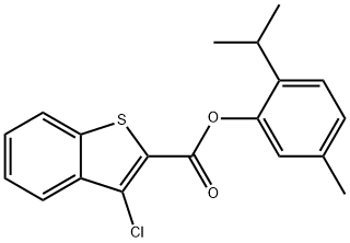 2-isopropyl-5-methylphenyl 3-chloro-1-benzothiophene-2-carboxylate Struktur