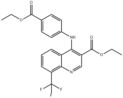 ethyl 4-[4-(ethoxycarbonyl)anilino]-8-(trifluoromethyl)-3-quinolinecarboxylate Struktur