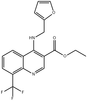 ethyl 4-[(2-furylmethyl)amino]-8-(trifluoromethyl)-3-quinolinecarboxylate Struktur