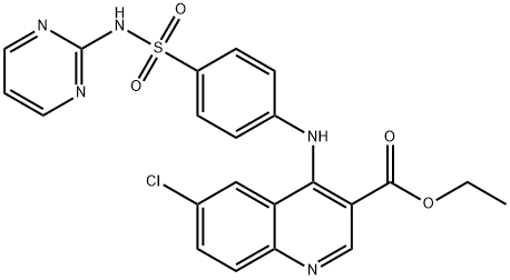 ethyl 6-chloro-4-{4-[(2-pyrimidinylamino)sulfonyl]anilino}-3-quinolinecarboxylate Struktur