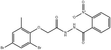 N'-[(2,4-dibromo-6-methylphenoxy)acetyl]-2-nitrobenzohydrazide Struktur